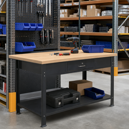 Mobile Workbench with Drawer and Shelf Storage 830x1250x600mm