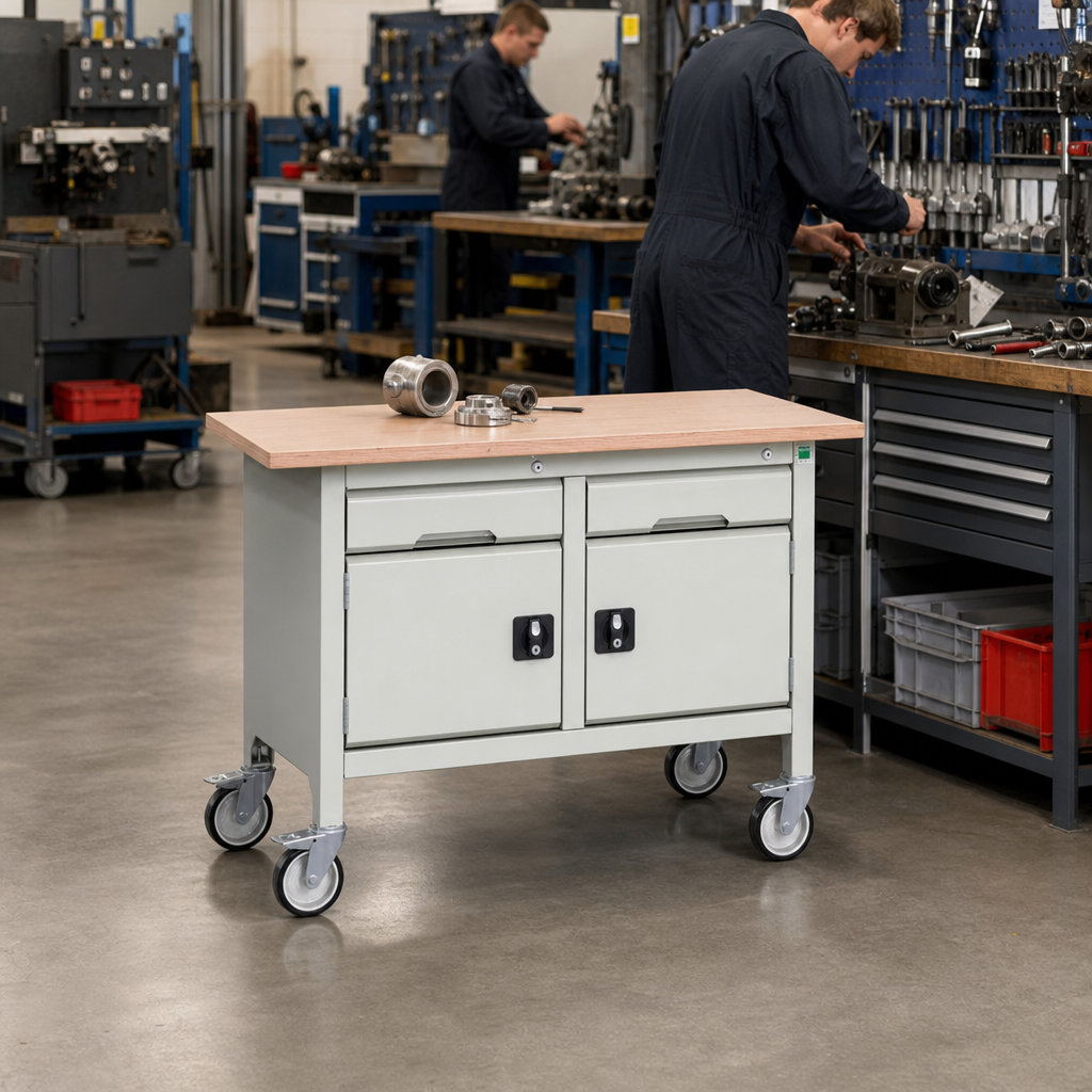 Mobile Workbench with Drawer and Shelf Storage 830x1250x600mm