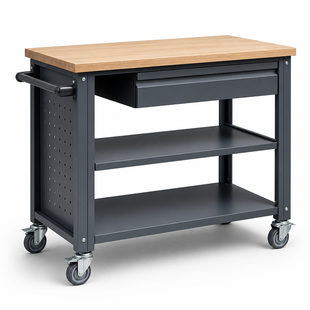 Mobile Workbench with Drawer and Shelf Storage 830x1250x600mm