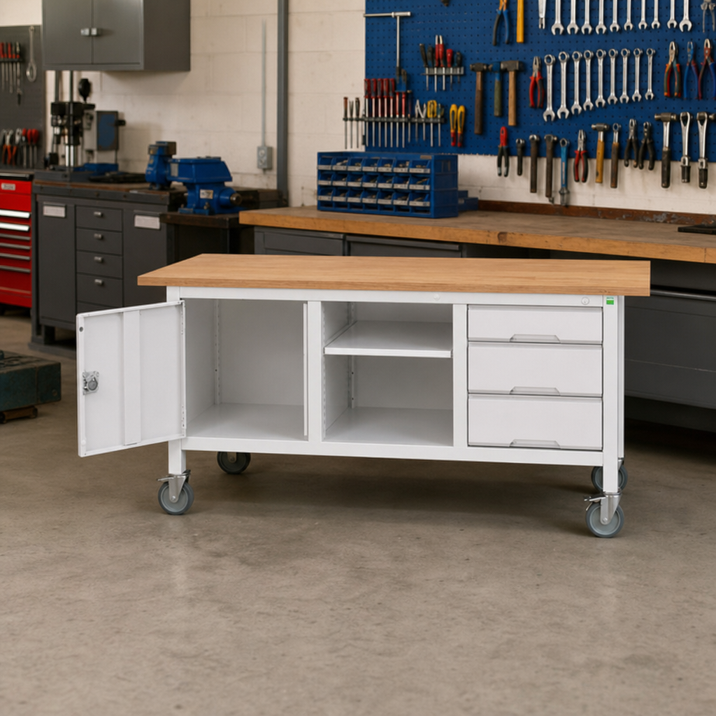 Mobile Workbench with Drawer and Shelf Storage 830x1750x600mm