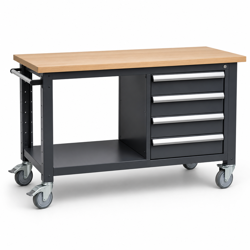 Mobile Workbench with Drawers and Optional Shelf 830x1500x600mm