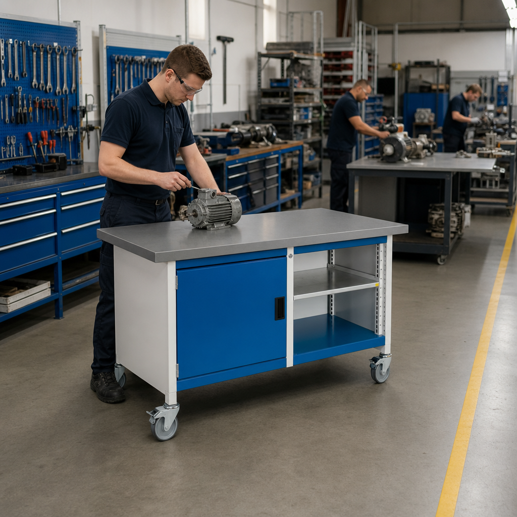 Mobile Workbench with Linoleum Worktop 840x1500x750mm