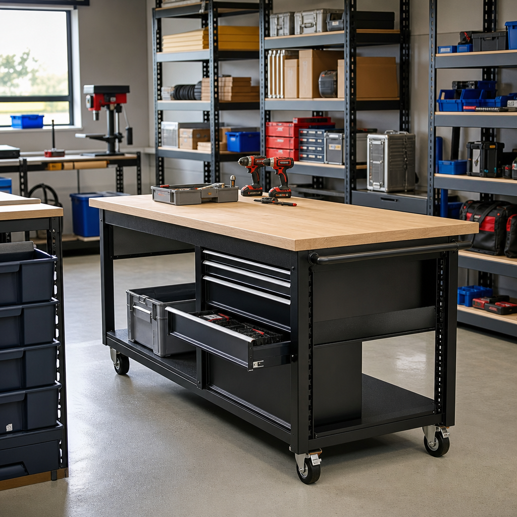 Mobile Workbench with MPX Worktop and Drawer Options
