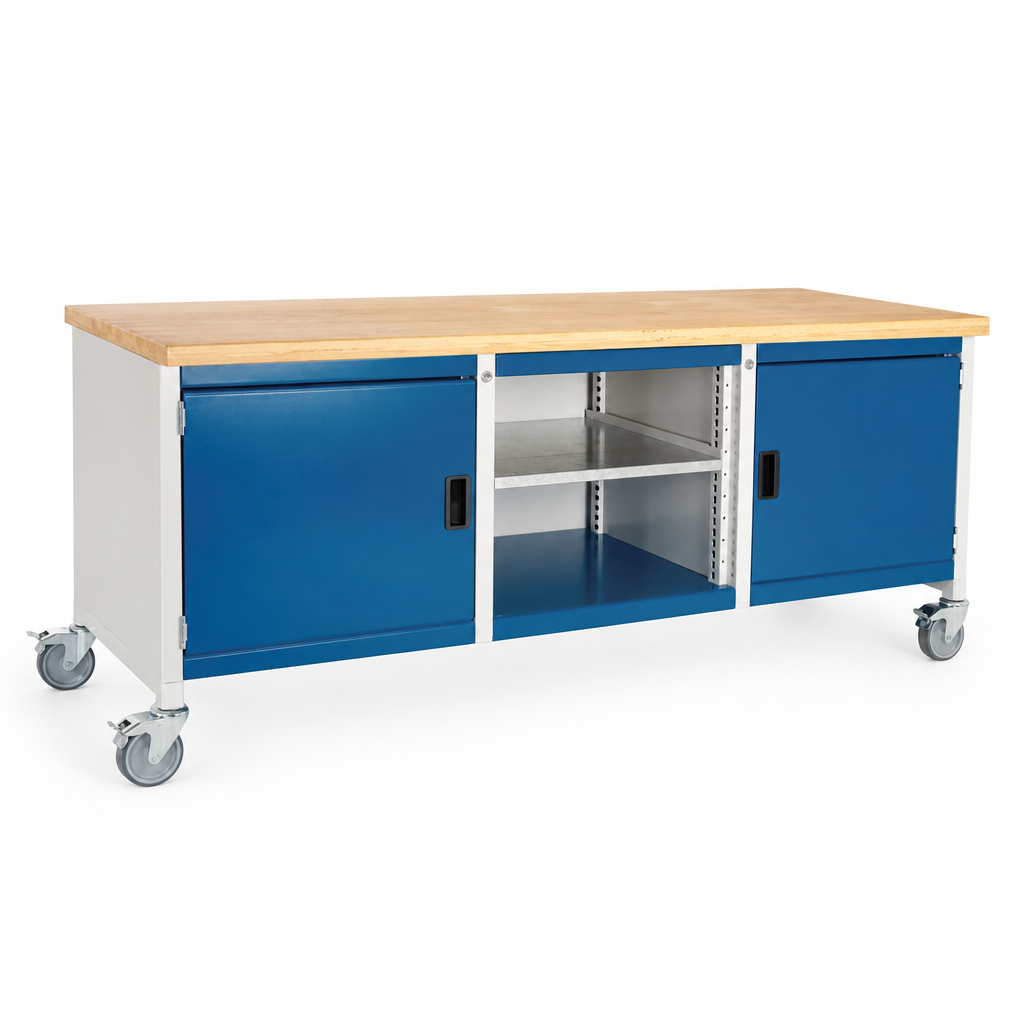 Mobile Workbench with MPX Worktop and Storage Drawers 840x2000x750mm