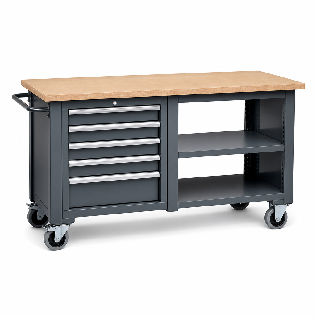 Mobile Workbench with MPX Worktop and Storage Drawers 840x2000x750mm