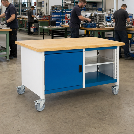 Mobile Workbench with MPX Worktop and Storage Options 840x1500x750mm