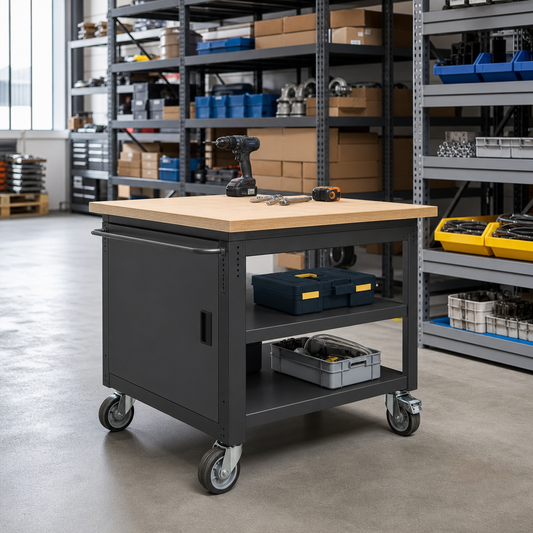 Mobile Workbench with MPX Worktop and Storage Options 840x1500x750mm
