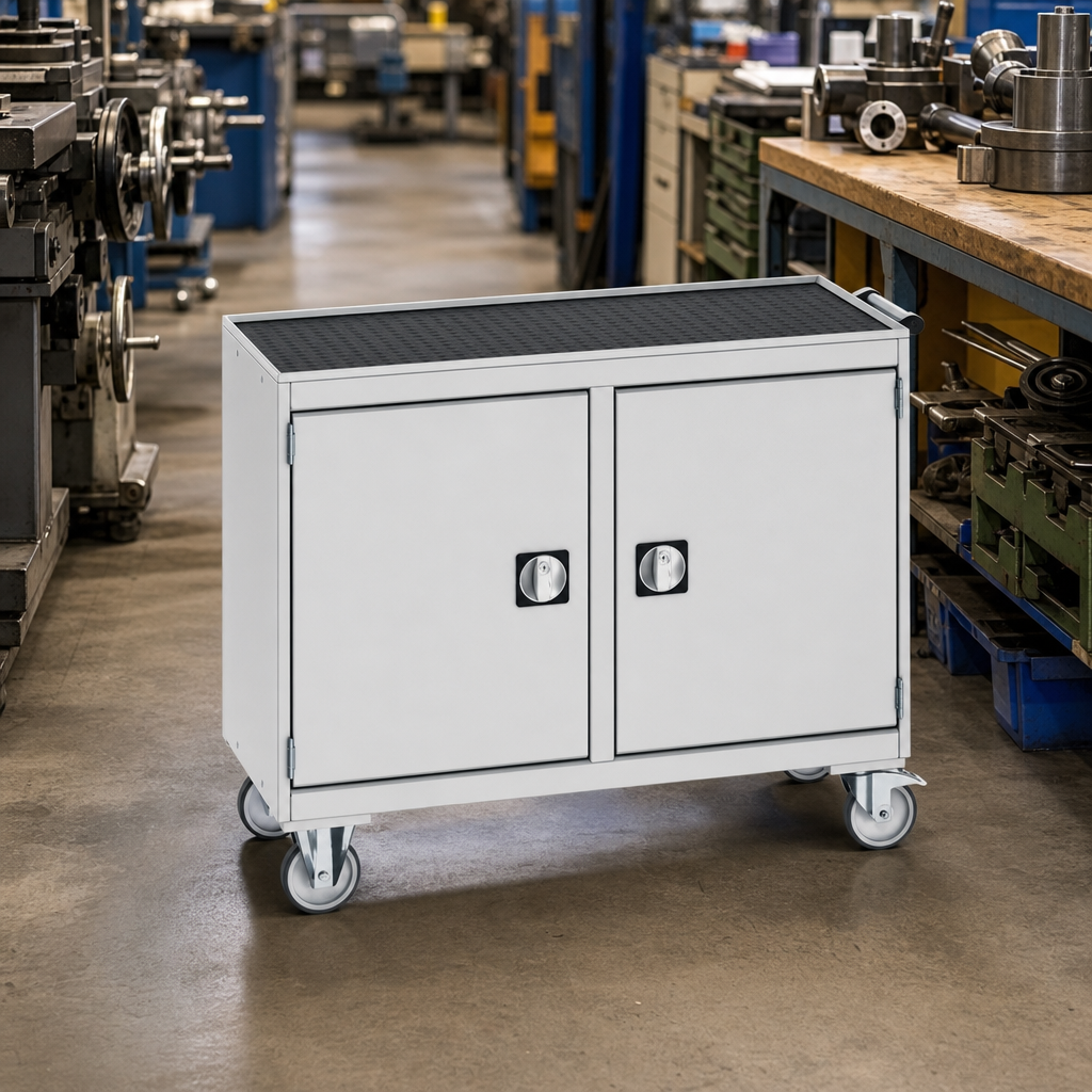 Mobile Workbench with Rubber Worktop 885 x 1050 x 525mm