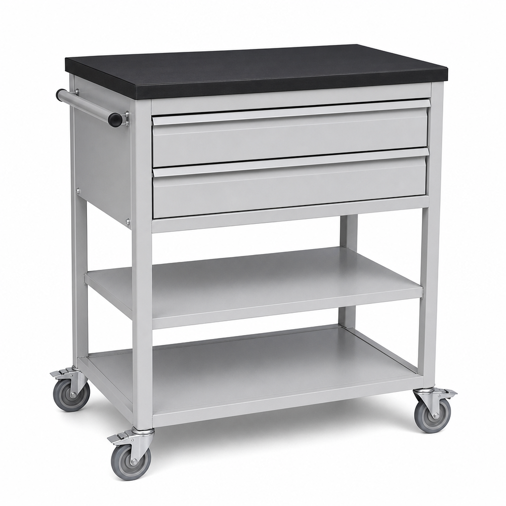 Mobile Workbench with Rubber Worktop 885 x 1050 x 525mm