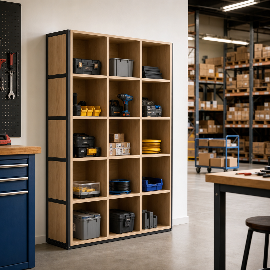 Modular Alder Finish Storage Cube Cabinet