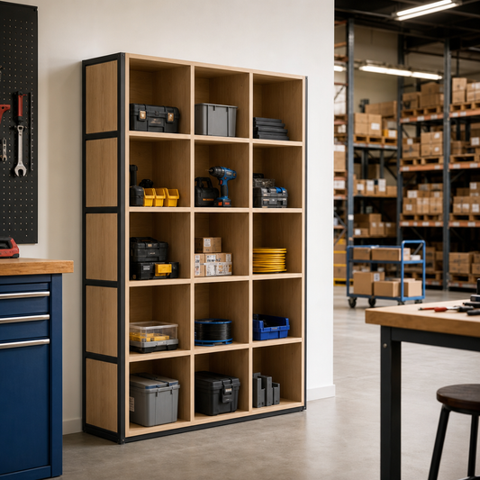 Modular Alder Finish Storage Cube Cabinet