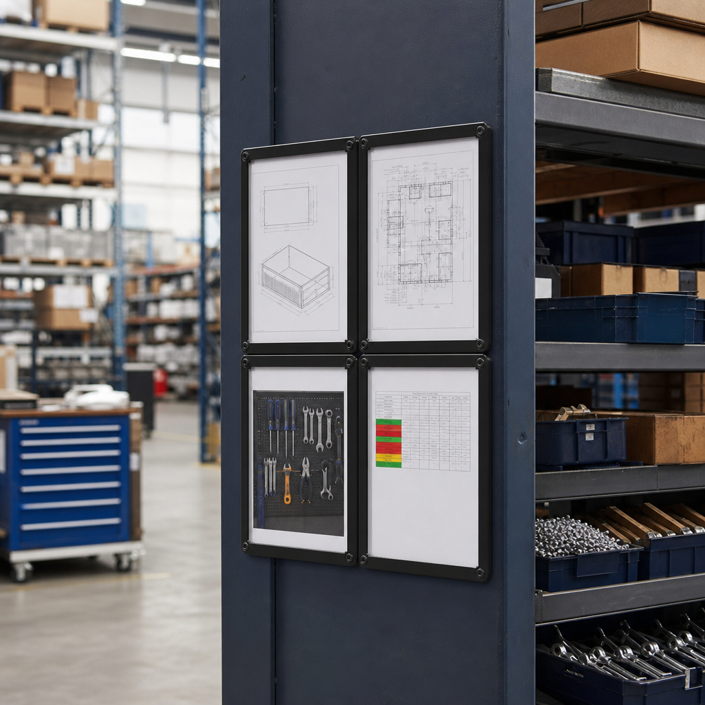 Modular Notice Board with 4 Black A4 Frames