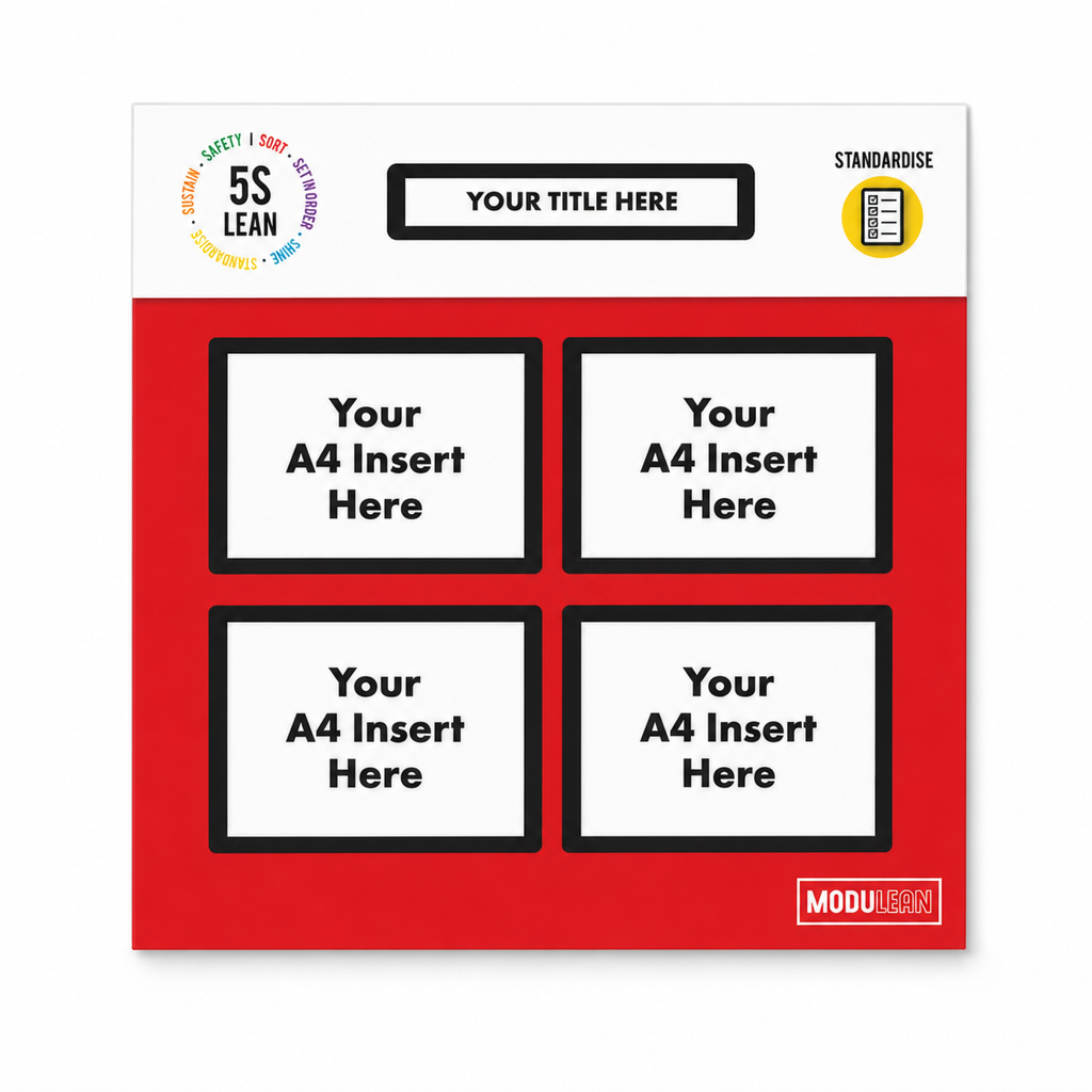 Modular Notice Board with 4 Black A4 Frames