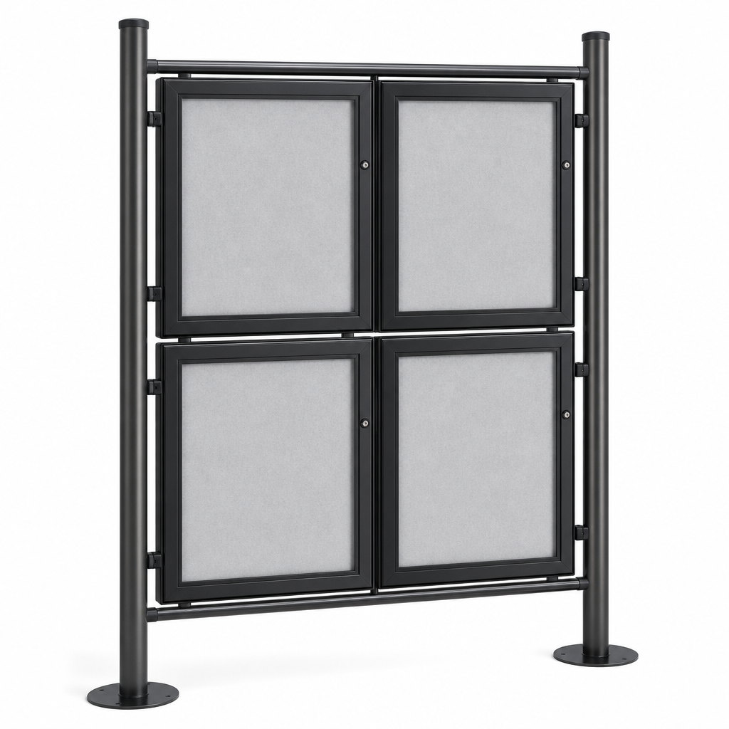 Modular Notice Board with 4 Black A4 Frames