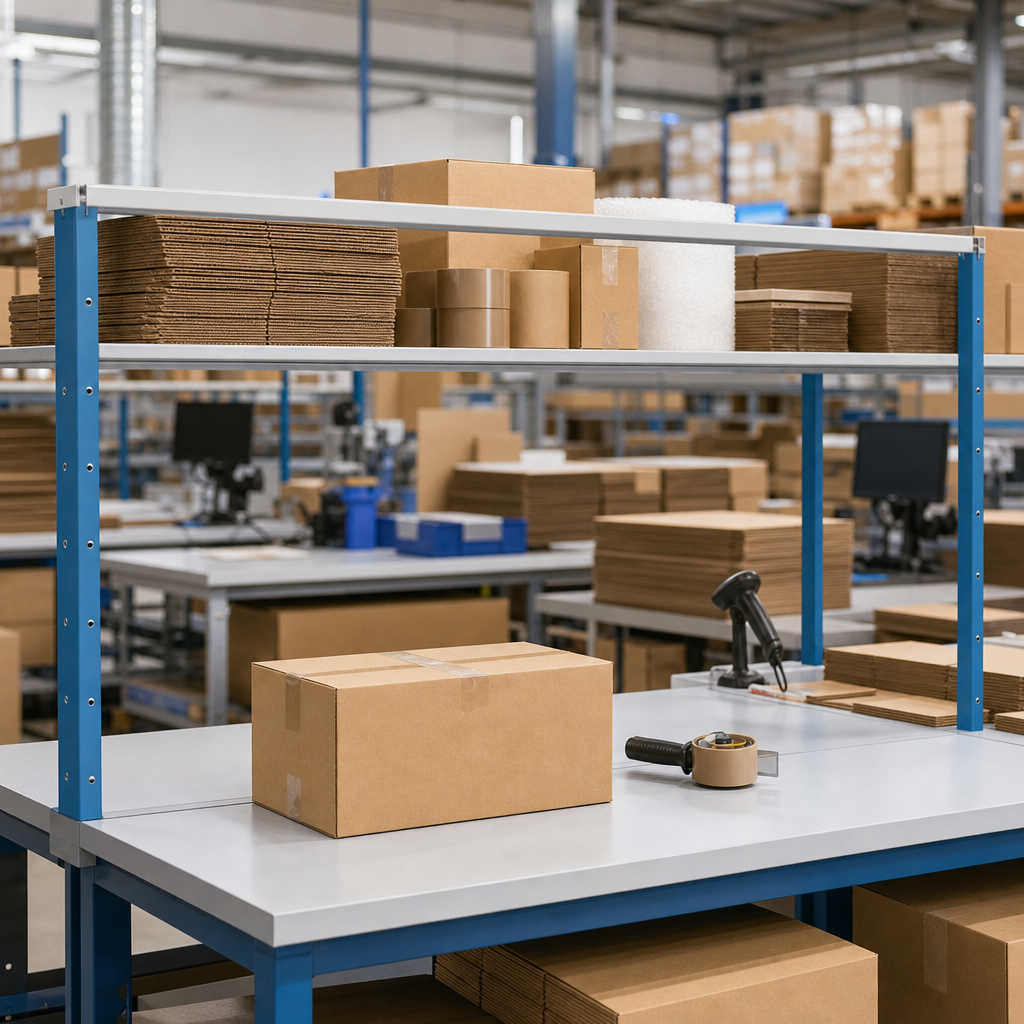 Modular Packing Bench Shelves and Accessories