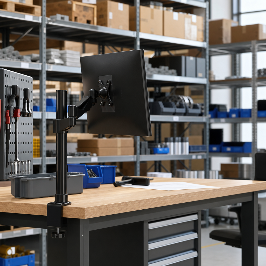 Monitor Bracket for Attaching Screens to Workbenches