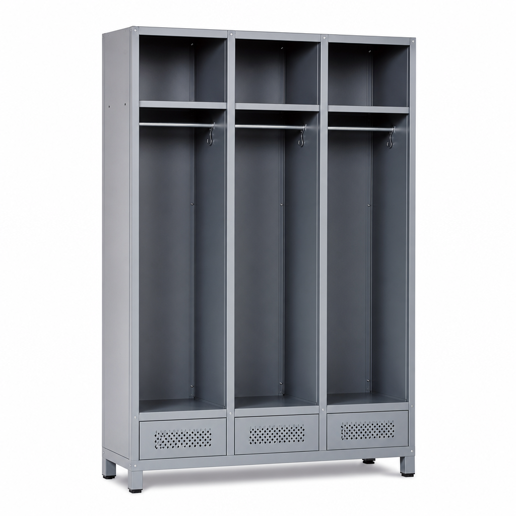 Multi-Compartment Locker with Hanging Rail and Base, 3 Columns