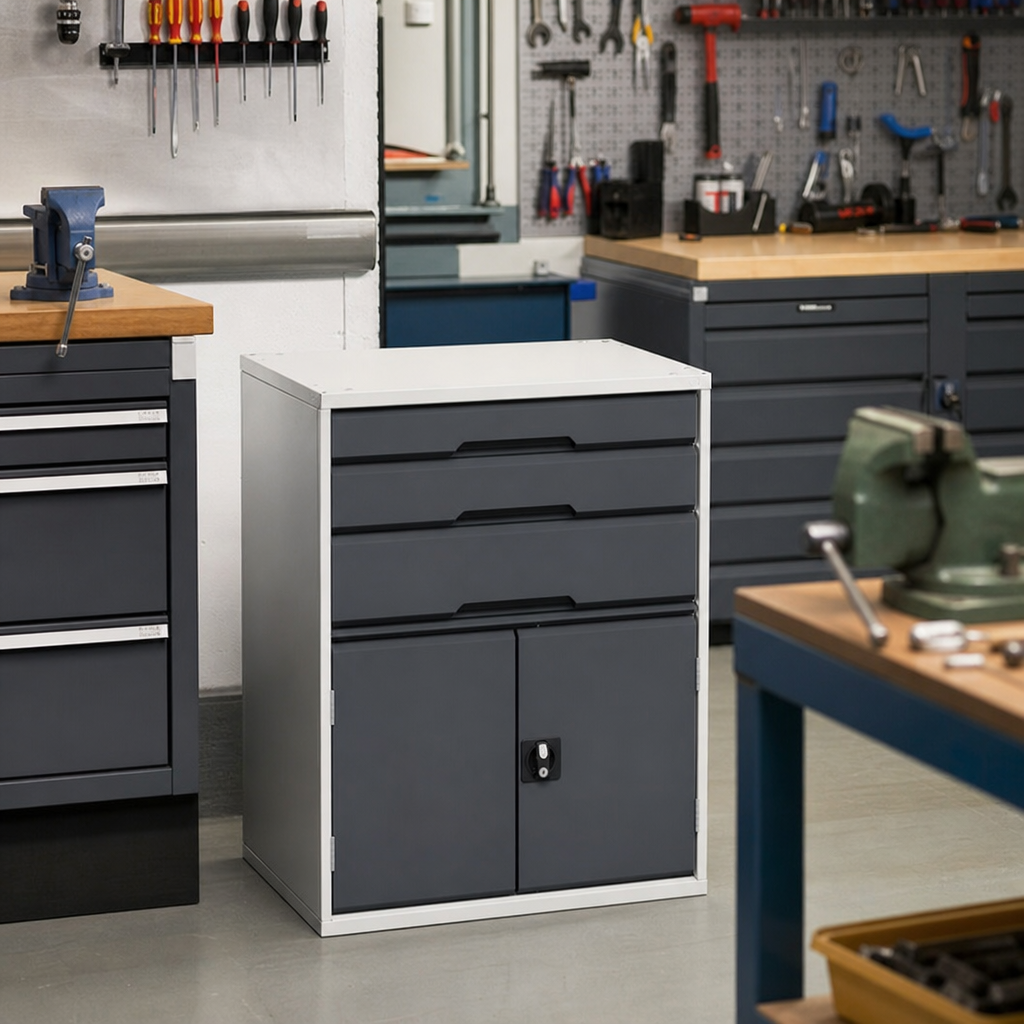 Multi-Drawer Metal Tool Cabinet with Shelf 1000x800mm