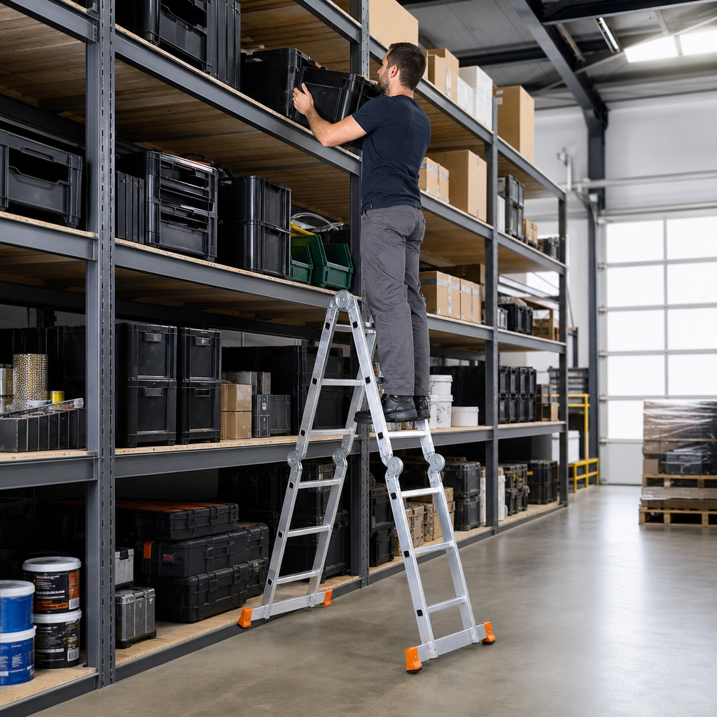 Multi-Position Extension Step Ladder with 5 to 8 Treads