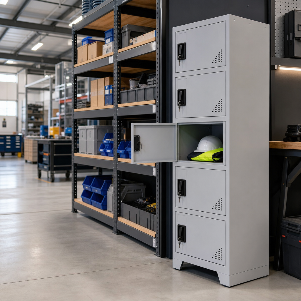 Nestable Metal Lockers with 5 Doors and Anti-Bacterial Coating