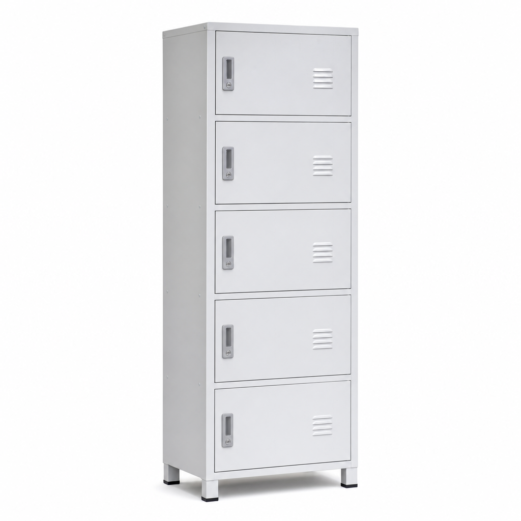 Nestable Metal Lockers with 5 Doors and Anti-Bacterial Coating