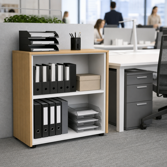Office Bookcase with Shelves and Storage Boxes