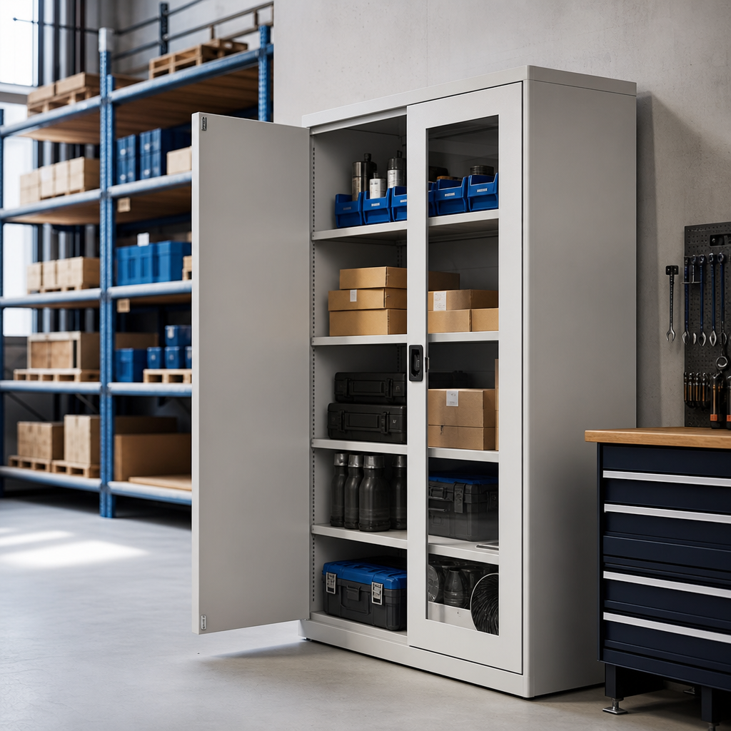 Office Cupboard with Swing Doors and Optional Glass Fronts
