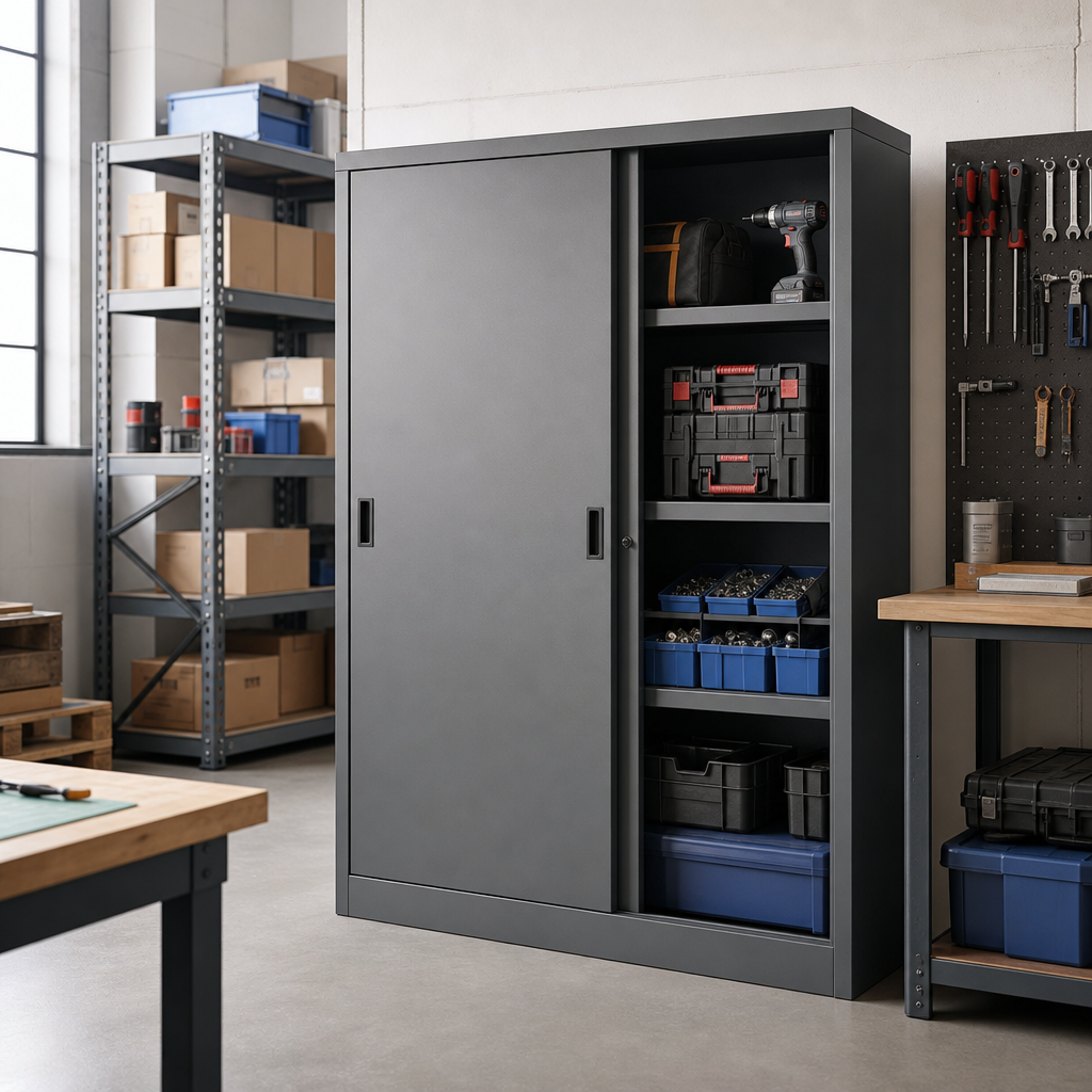 Office Storage Cupboard with 2 Sliding Doors 2x1m