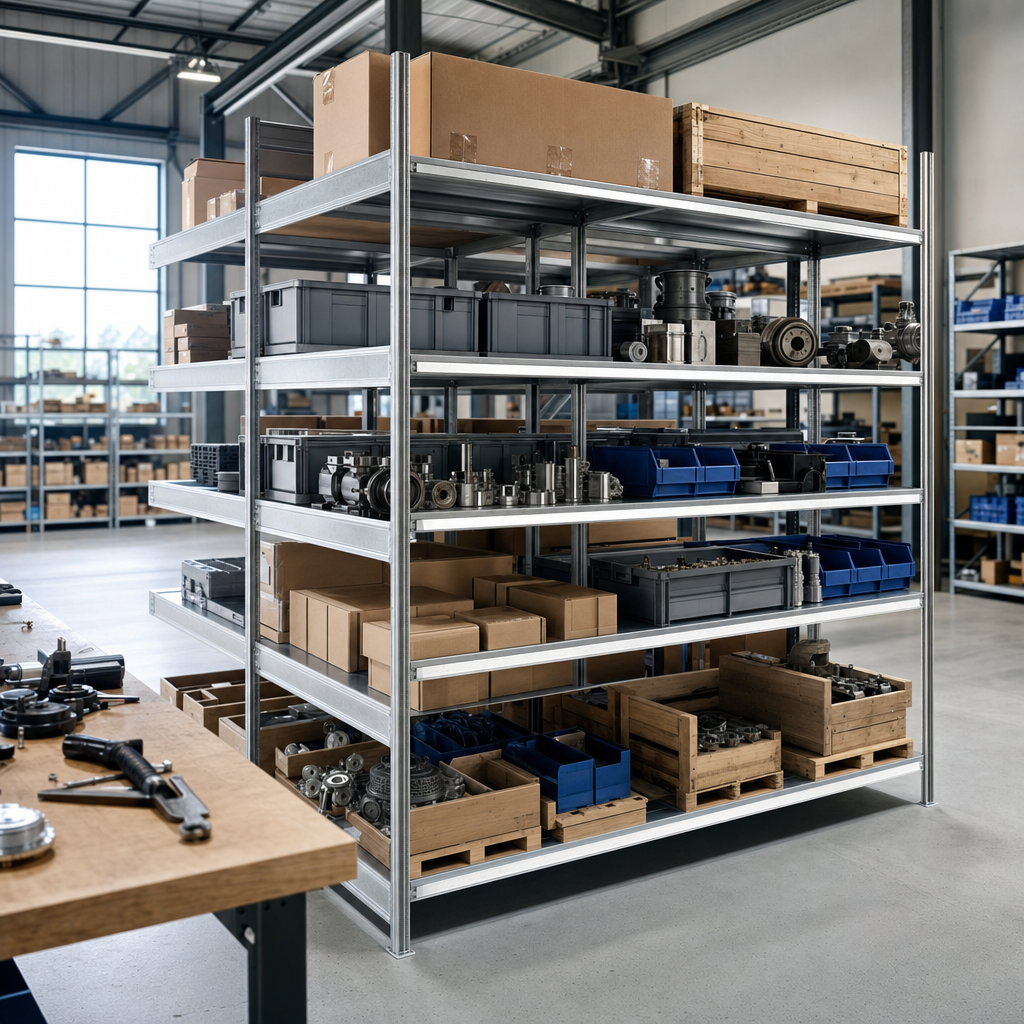 Open Steel Add-On Shelves for Tubular Shelving Bays