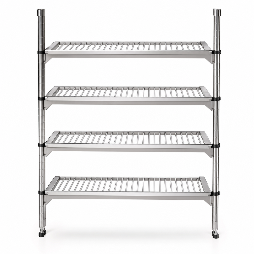 Open Steel Add-On Shelves for Tubular Shelving Bays