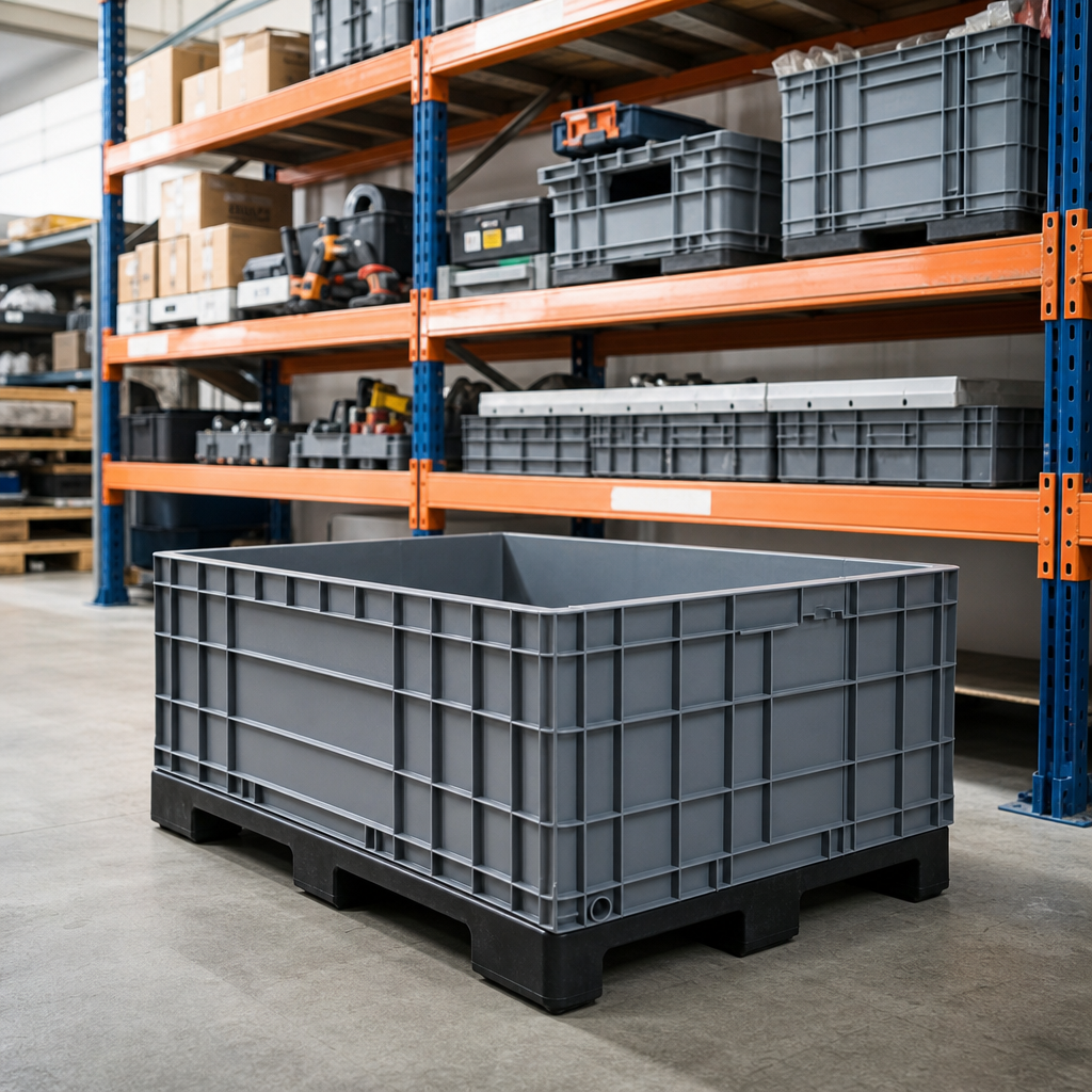 Open Top Heavy Duty Plastic Pallet Boxes with Skids