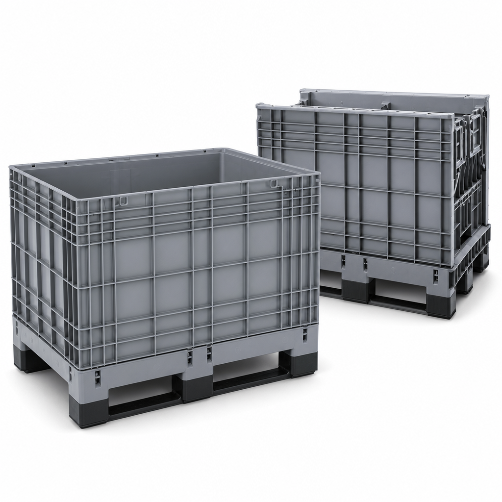 Open Top Heavy Duty Plastic Pallet Boxes with Skids