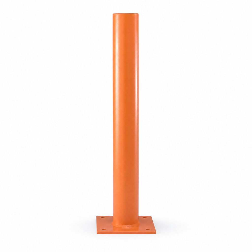 Orange Safety Bollard with Base Plate 760mm High