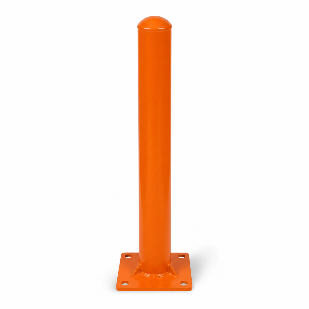 Orange Safety Bollard with Base Plate 760mm High