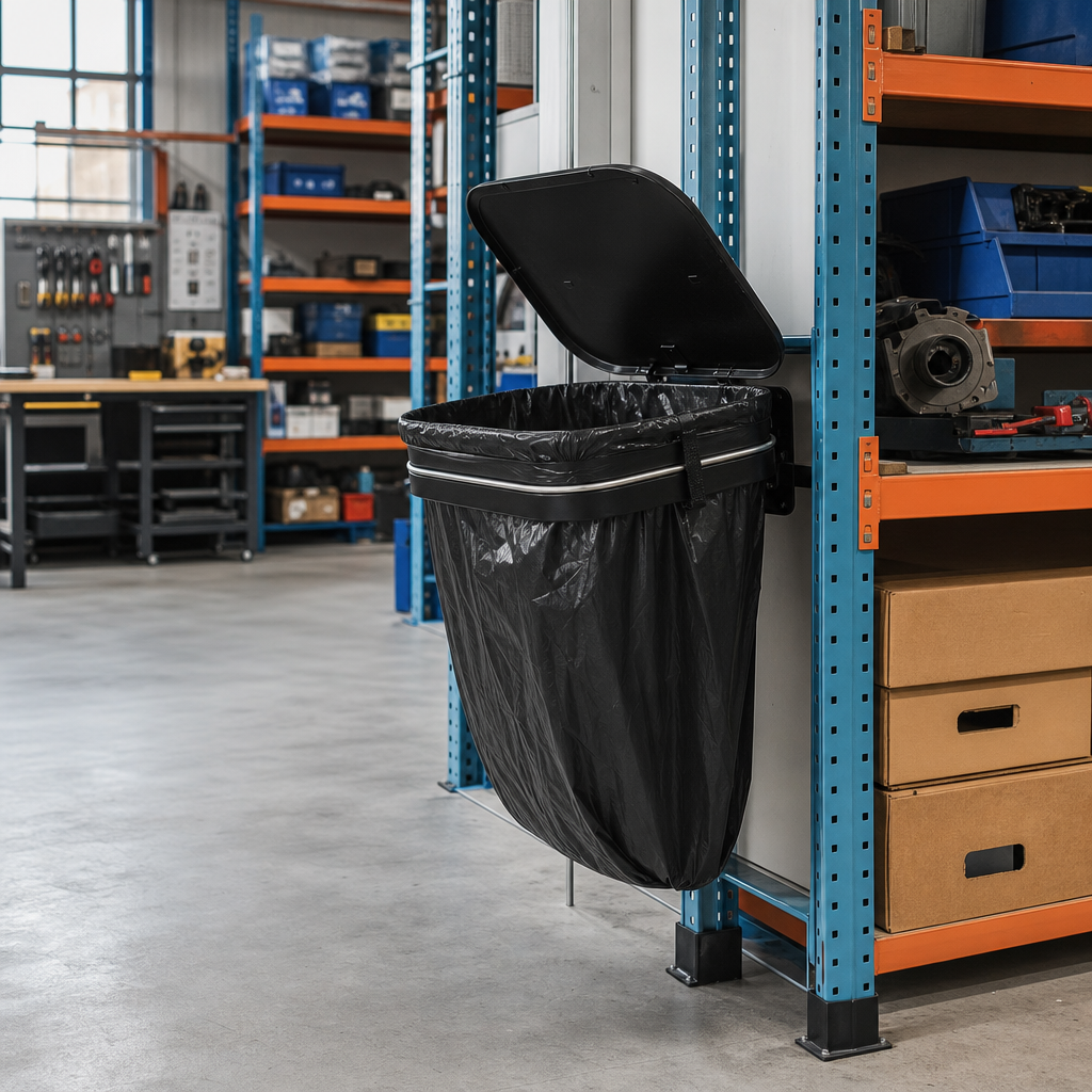 Outdoor Bin Bag Holder with Lid and Metal Hoop 110L