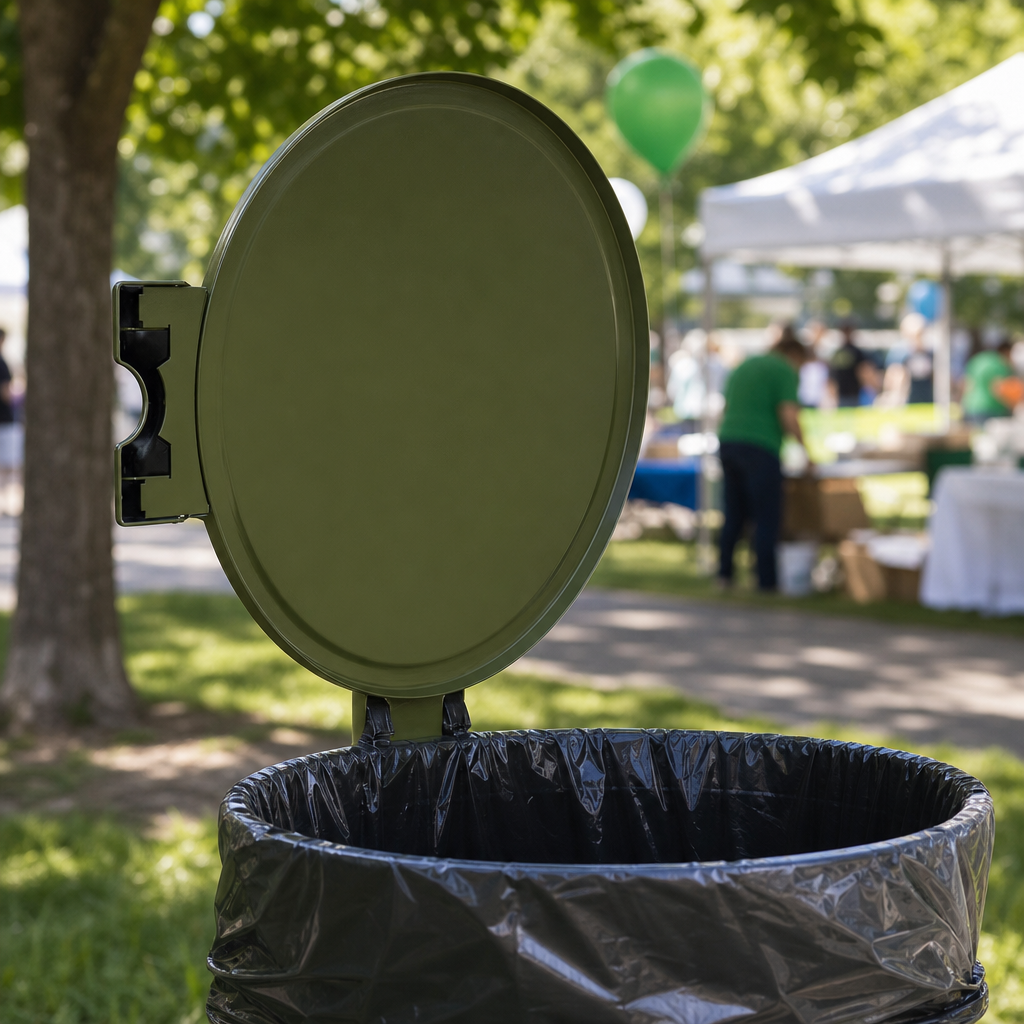 Outdoor Bin Bag Holder with Lid and Metal Hoop 110L