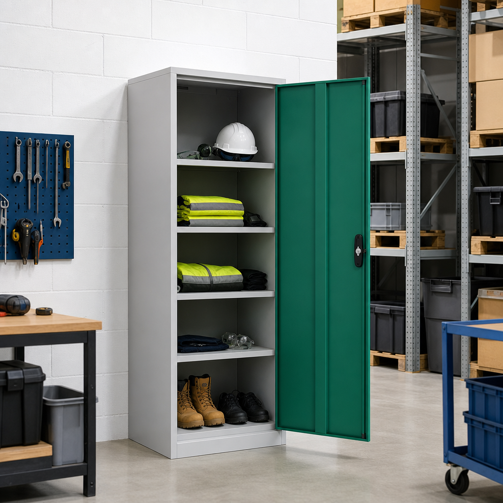 Outdoor PPE Storage Cabinet with Green Door