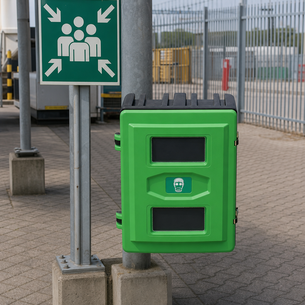 Outdoor PPE Storage Cabinet with Green Door