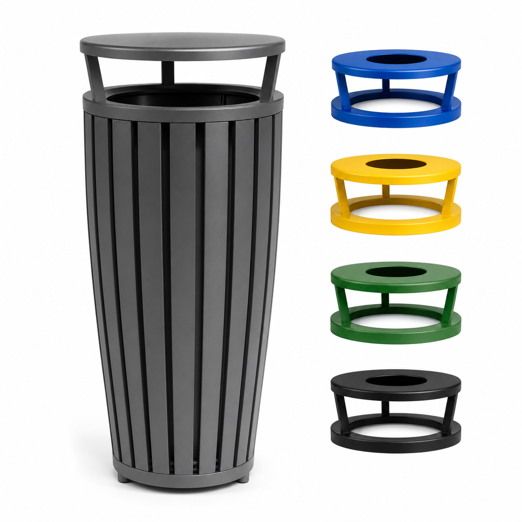 Outdoor Recycling Bin With Colour-Coded Lid Options