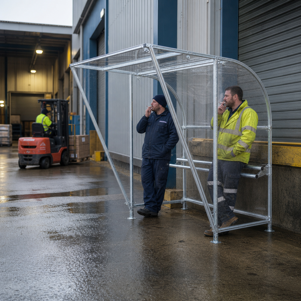 Outdoor Smoking Shelter with Perch Seat