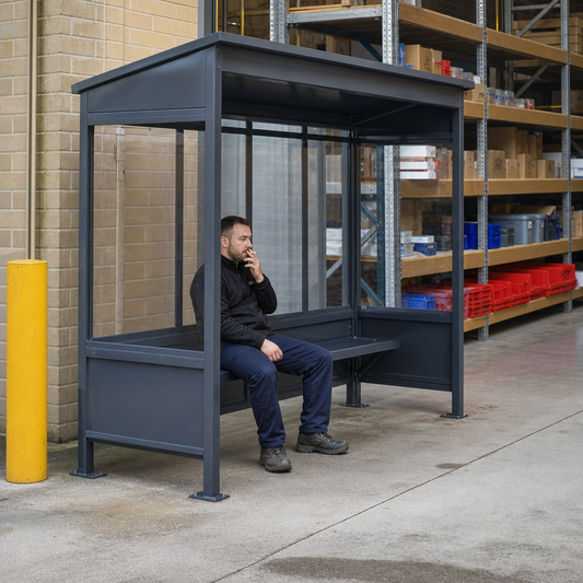 Outdoor Smoking Shelter with Perch Seat