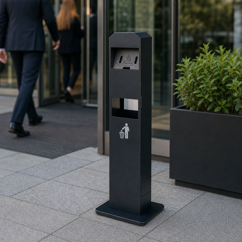 Outdoor Standing Ashtray Bin with Optional Litter Container