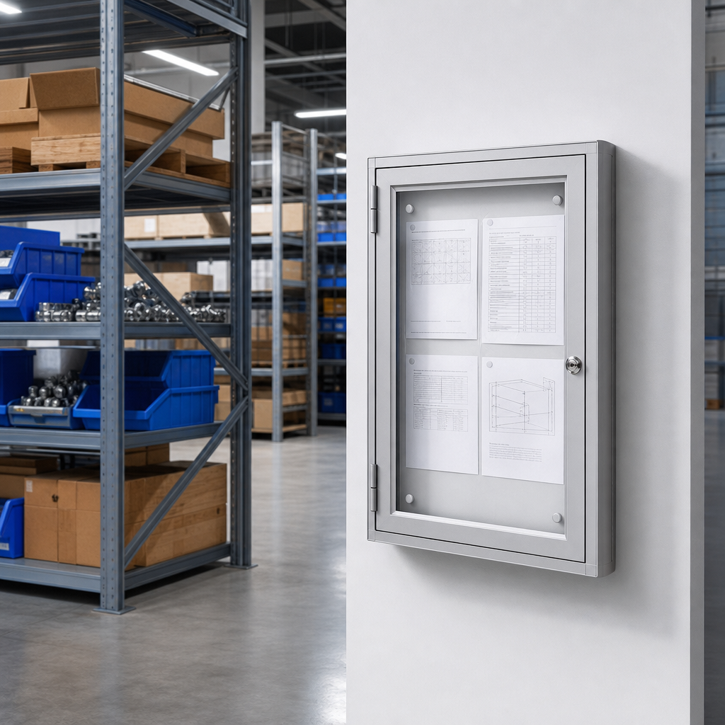 Outdoor Wall-Mounted Display Board with Hinged Lockable Door