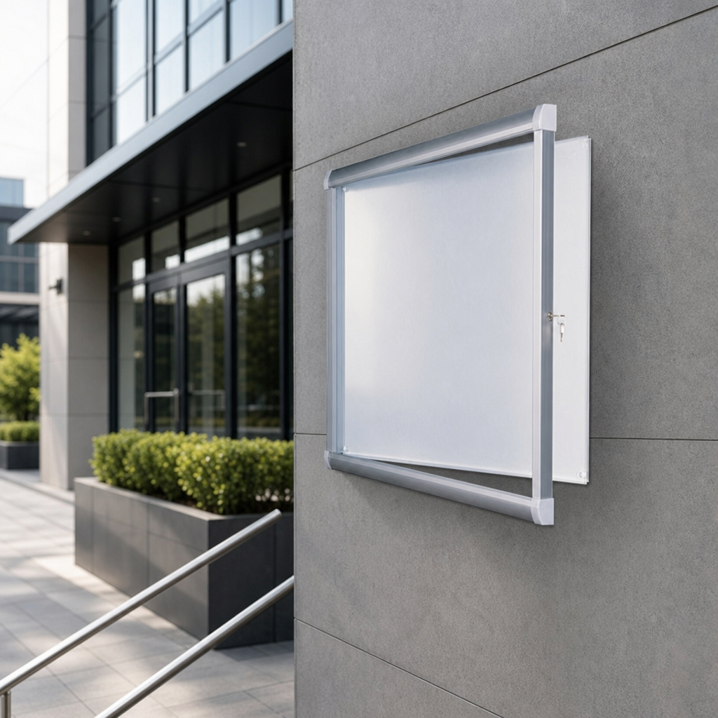 Outdoor Wall-Mounted Display Board with Hinged Lockable Door