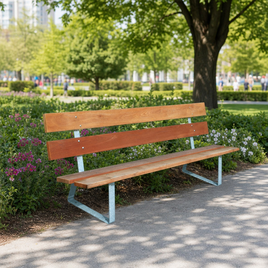Outdoor Wooden Bench with Backrest