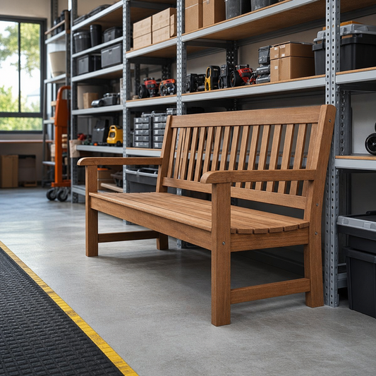 Outdoor Wooden Bench with Backrest