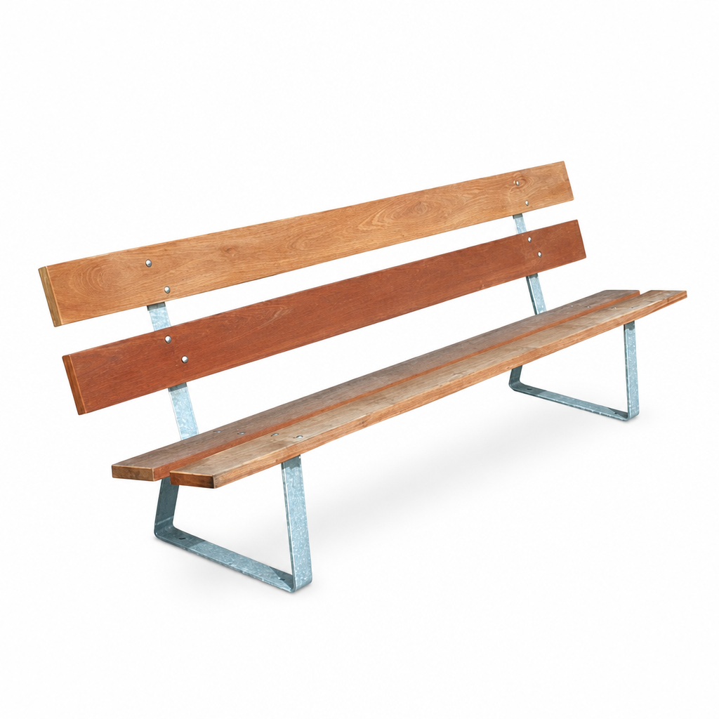 Outdoor Wooden Bench with Backrest