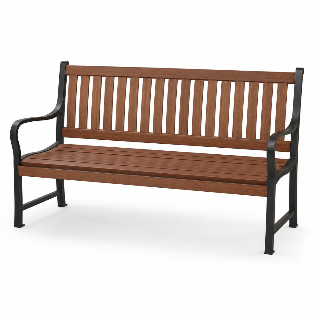 Outdoor Wooden Bench with Backrest
