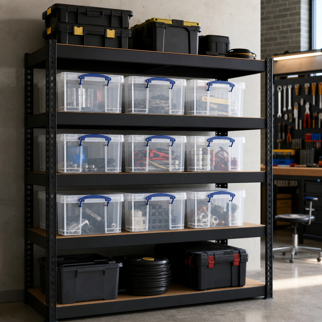 Pack of 10 Clear 35 Litre Storage Boxes with Lids