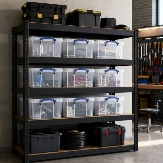 Pack of 10 Clear 35 Litre Storage Boxes with Lids